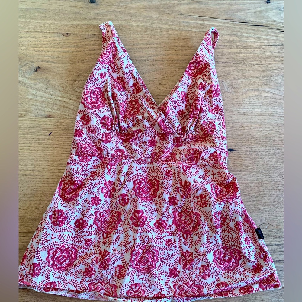 Kuhl Outdoor‎ Floral Cotton Rouched Top Ivory Red Women’s Small Preloved